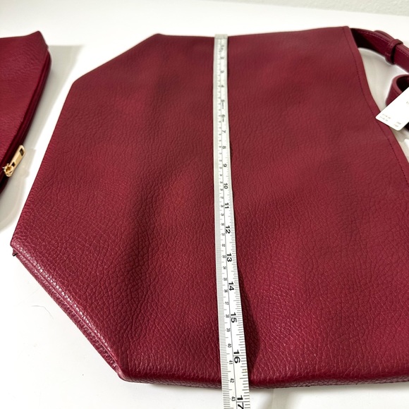 Anthropologie Vegan Leather Buckle Strap Bucket Bag in Red NWT - Picture 10 of 16